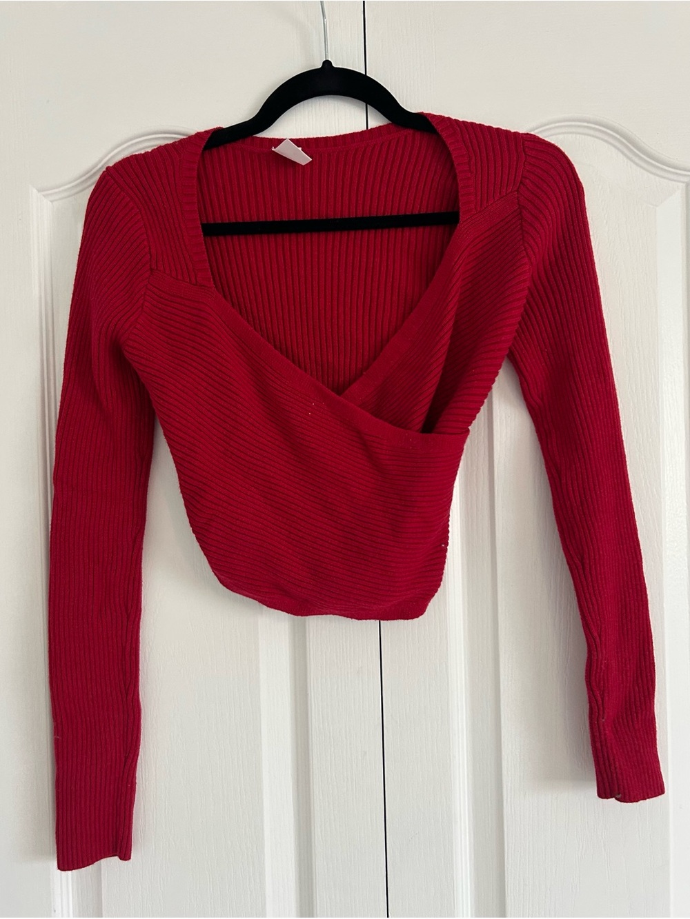 Hollister Red Ribbed Wrap Crop Top